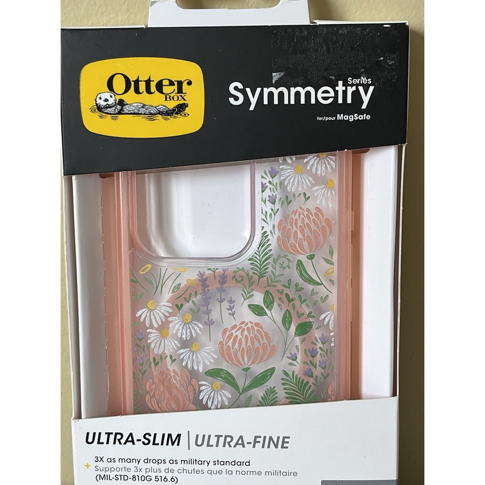 OtterBox iPhone 15 Pro Symmetry Series Case with MagSafe - Peachy Bloom - Picture 2 of 8